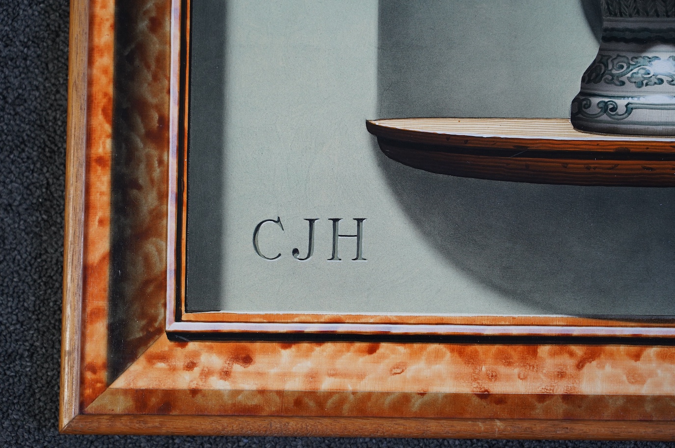Christopher John Harrison (British, b.1945), 'Chinese ring vase, Kangzi period, British Museum London', oil on board, 60 x 55cm